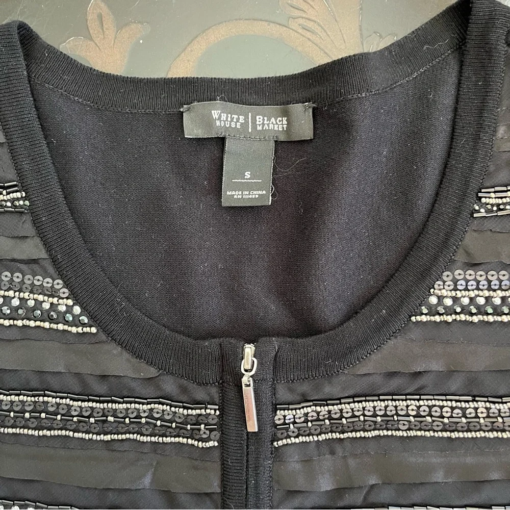 White House Black Market Beaded Zip Cardigan